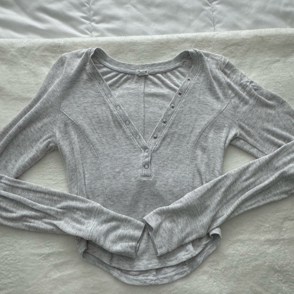 GARAGE asymmetrical ribbed long sleeve top